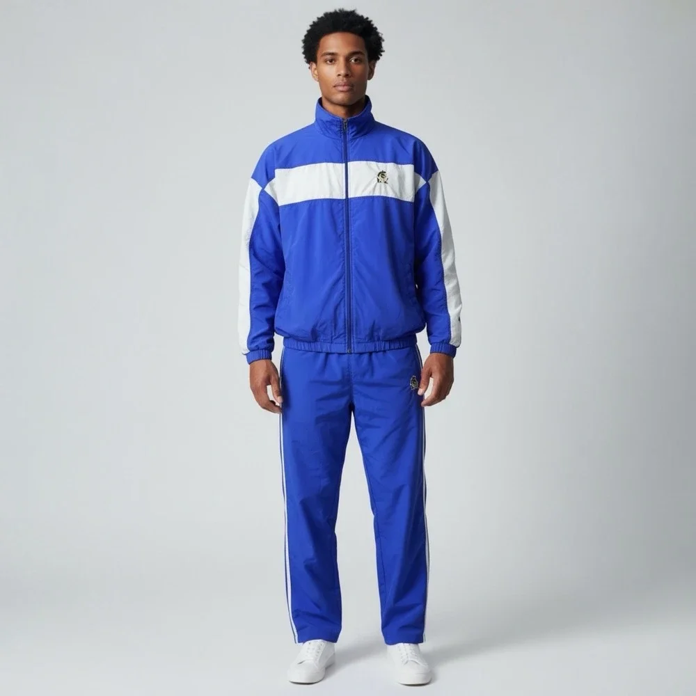 Vintage Black Knight Tracksuit Mens M Blue Windbreaker Jacket‎ Pants Set Retro
